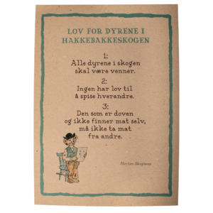Plakat, A4, Lov for dyrene i Hakkebakkeskogen